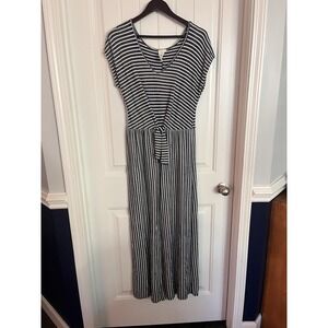 Caution to the Wind Wide Leg Jumpsuit Large L Striped Comfort Loungewear Beach